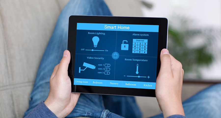 The ability to access and control security components from a mobile device is one of the top smart home trends in Sandy Springs. Close-up of smart home security app.